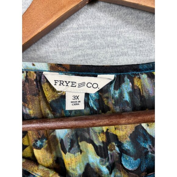 Frye & Co Womens Floral Print Semi Sheer Peasant Blouse 3X Floral - Picture 2 of 7
